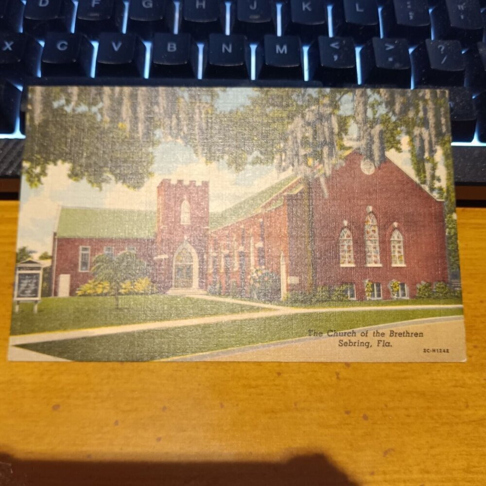Vintage Postcard FL Sebring Church of the Brethren